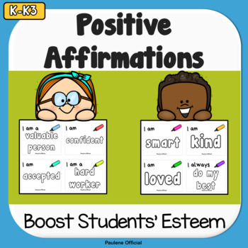 Preview of Growth Mindset Positive Affirmations Cards for Kids - FREE