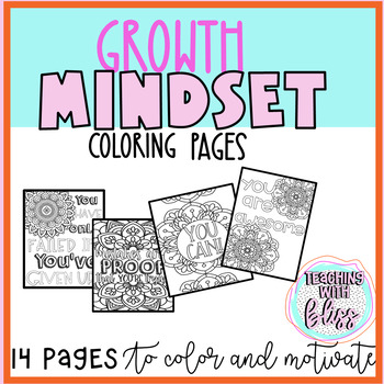 Preview of Growth Mindset + Positive Quotes Coloring Pages