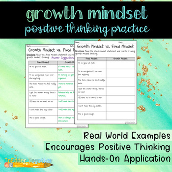 Preview of Growth Mindset: Positive Thinking Practice