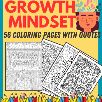 Preview of Growth Mindset Poster Coloring Page activities - Positive Affirmations (56 pages