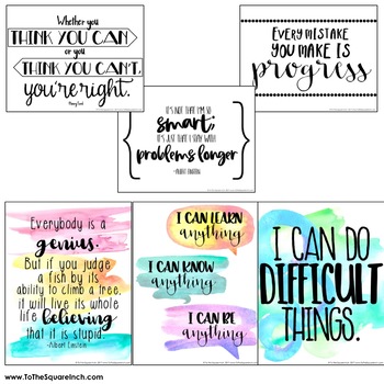 Growth Mindset Posters by To the Square Inch- Kate Bing Coners | TPT