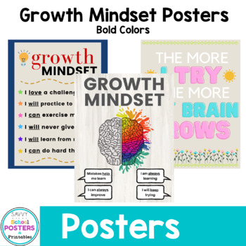 Preview of Growth Mindset Posters (Bold Colors)