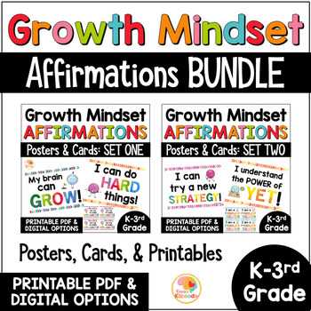 Preview of Growth Mindset Posters: Back to School Positive Affirmations Bulletin Board