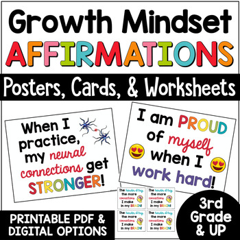 Preview of Growth Mindset Bulletin Board Posters: Positive Affirmations for Back to School