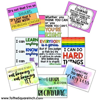 Growth Mindset Posters Bundle by To the Square Inch- Kate Bing Coners
