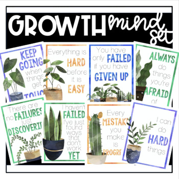 Growth Mindset Posters - Cactus, Succulent Edition by A Teacher and her Cat