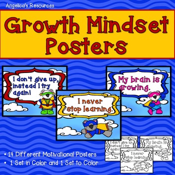 Preview of Growth Mindset: Posters - Classroom Decor - Superhero - STEM Coloring Pages