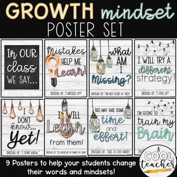 Preview of Growth Mindset Posters (Farmhouse)
