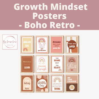 Preview of Growth Mindset Posters | Motivation & Inspiration Posters | Boho Retro Theme