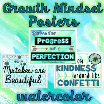 Preview of Growth Mindset Posters - Positive Quotes- Watercolor