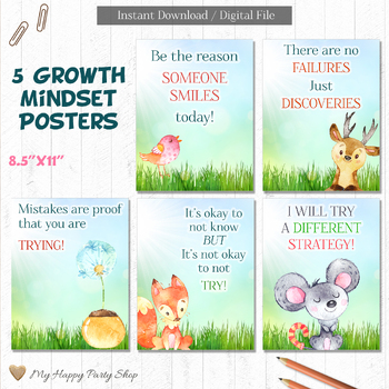 Preview of Growth Mindset Posters, Printable, Classroom Decoration