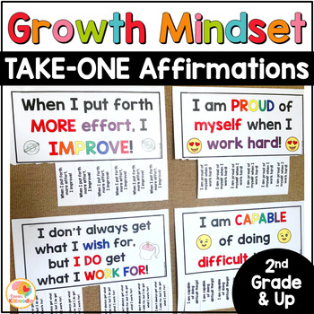 Preview of Growth Mindset Bulletin Board Posters: TAKE ONE Positive Affirmations for Kids