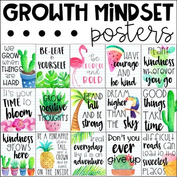 Preview of Growth Mindset Posters - Tropical Theme