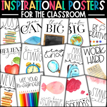 Preview of Growth Mindset Posters | Watercolor Classroom Decor Back to School