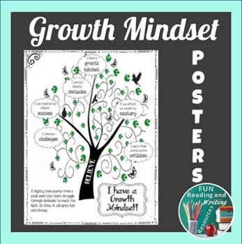 Preview of Growth Mindset Posters and Digital Writing Prompts Easel Activity