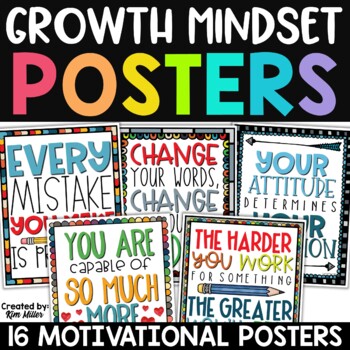 Preview of Growth Mindset Posters and Motivational Quotes, Bulletin Board, Classroom Decor