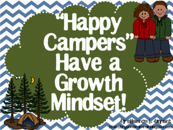 Preview of Growth Mindset Posters and Writing (Camping Theme)