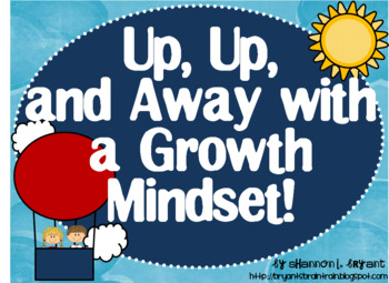 Preview of Growth Mindset Posters and Writing (Hot Air Balloon Theme)