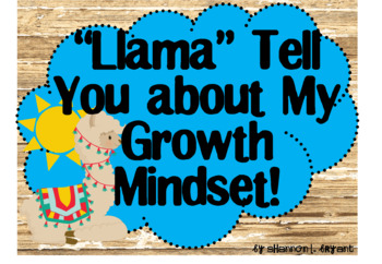Preview of Growth Mindset Posters and Writing (Llamas and Barn Board Shabby Chic)
