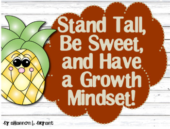 Preview of Growth Mindset Posters and Writing (Pineapples and Shiplap Shabby Chic)