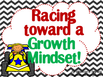 Preview of Growth Mindset Posters and Writing (Racecar Theme)