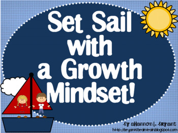 Preview of Growth Mindset Posters and Writing (Sailboat Theme)