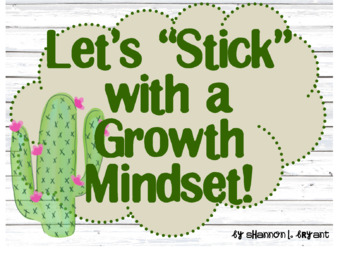 Preview of Growth Mindset Posters and Writing (Shabby Chic Shiplap Cactus Theme)