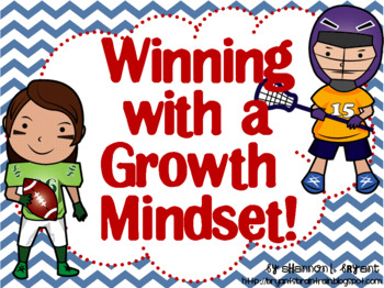 Preview of Growth Mindset Posters and Writing (Sports Theme Blue)