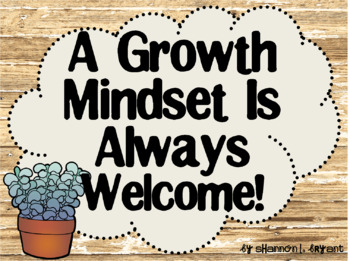 Preview of Growth Mindset Posters and Writing (Succulents and Barn Board Shabby Chic Theme)