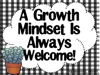 Preview of Growth Mindset Posters and Writing (Succulents and Buffalo Plaid Shabby Chic)