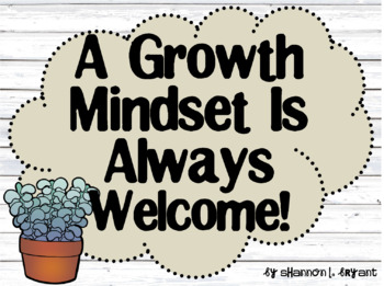 Preview of Growth Mindset Posters and Writing (Succulents and Shiplap Shabby Chic Theme)