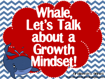 Preview of Growth Mindset Posters and Writing (Whale Nautical Theme)