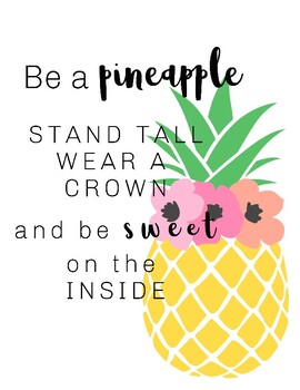 Growth Mindset Printable- Be a Pineapple by Cristina Mandeville | TPT