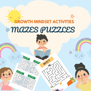 Preview of Growth Mindset: Printable Mazes Puzzles Worksheets