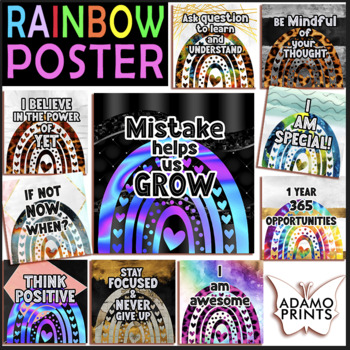 Growth Mindset Rainbow Boho Posters - Classroom Decor Bulletin Board Ideas