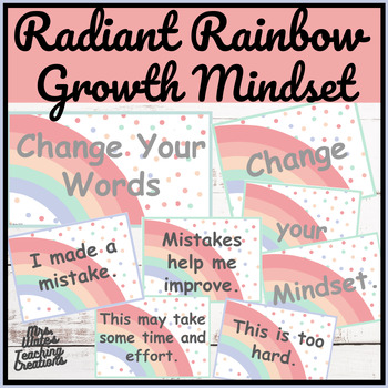 Preview of Growth Mindset Rainbow Classroom Posters - Printable Bulletin Display Ideas