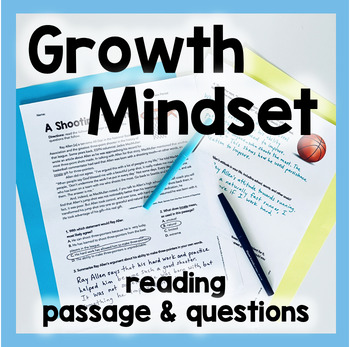 Preview of Growth Mindset Activity Free Reading Comprehension Passage and Questions