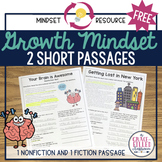 Growth Mindset Reading Comprehension Passages FREE