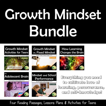 Preview of Growth Mindset Reading Passages & Activities for Teens Bundle