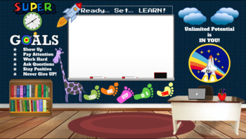 Preview of Growth Mindset, Rocket Blast, Virtual Classroom Background