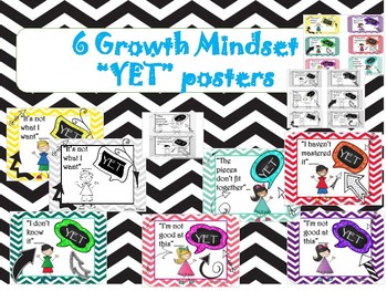 Preview of Growth Mindset (SEL) power of YET posters -mindfulness / SEL