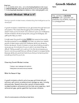 Preview of Growth Mindset Scaffolded Informational Text