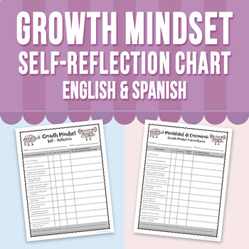 Preview of Growth Mindset Self Reflection Chart English & Spanish FREE!!!