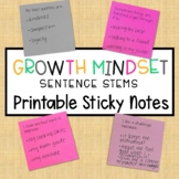 Growth Mindset Sentence Stems Printable Sticky Notes