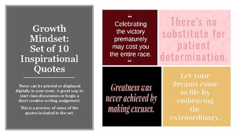 Preview of Growth Mindset: Set of 10 Inspirational Quotes