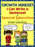 Growth Mindset Special Education I Can Write a Sentence