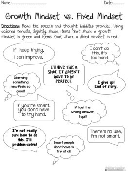 Growth Mindset: Speech & Thought Bubble Activity by SpEdder Together