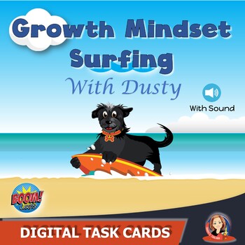 Preview of Growth Mindset Surfing Digital Boom Task Cards