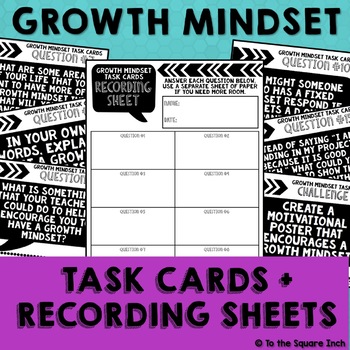Preview of Growth Mindset Task Cards | Inspirational Growth Mindset Activity