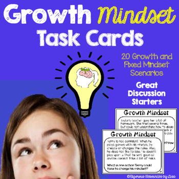 Preview of Growth Mindset Task Cards - Scenarios for Discussion Starters